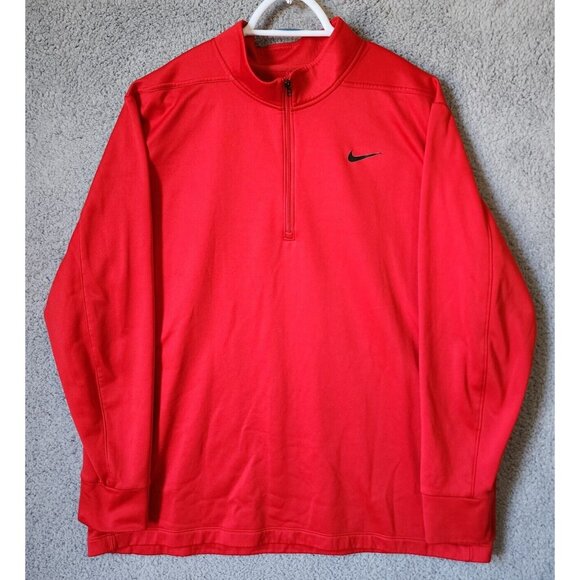 Nike Dri Fit Red Logo Therma Half-Zip Long Sleeve Pullover Size 2XL AA3323-657 - Picture 1 of 13